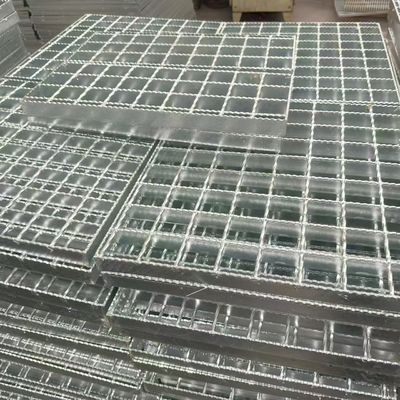A steel grating that acts as a floor in a building and decorates the environment