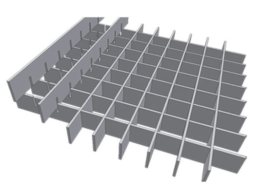 Silver Steel Flat Bar Industrial Floor Grating With Stainless Steel Texture