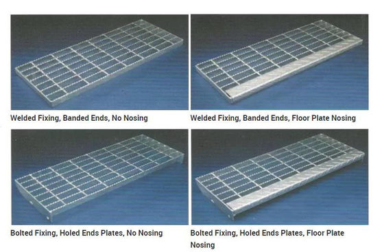 Nosing Steel Stair Treads Grating / Steel Grating Platform Slip Resistance