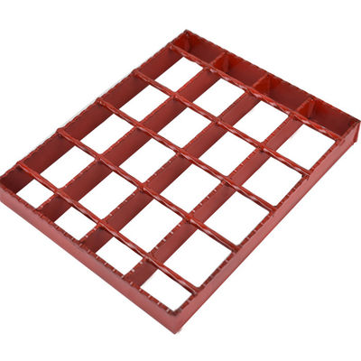 Red Spray Paint Industrial Metal Floor Grates Welded Bar For Construction And Sidewalk