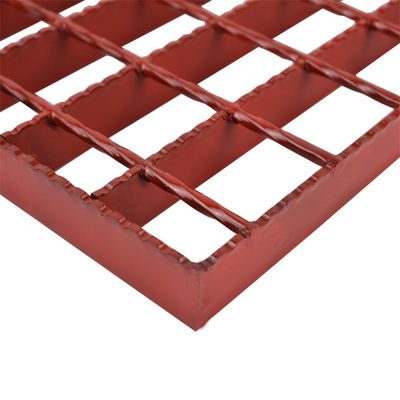 Red Spray Paint Industrial Metal Floor Grates Welded Bar For Construction And Sidewalk